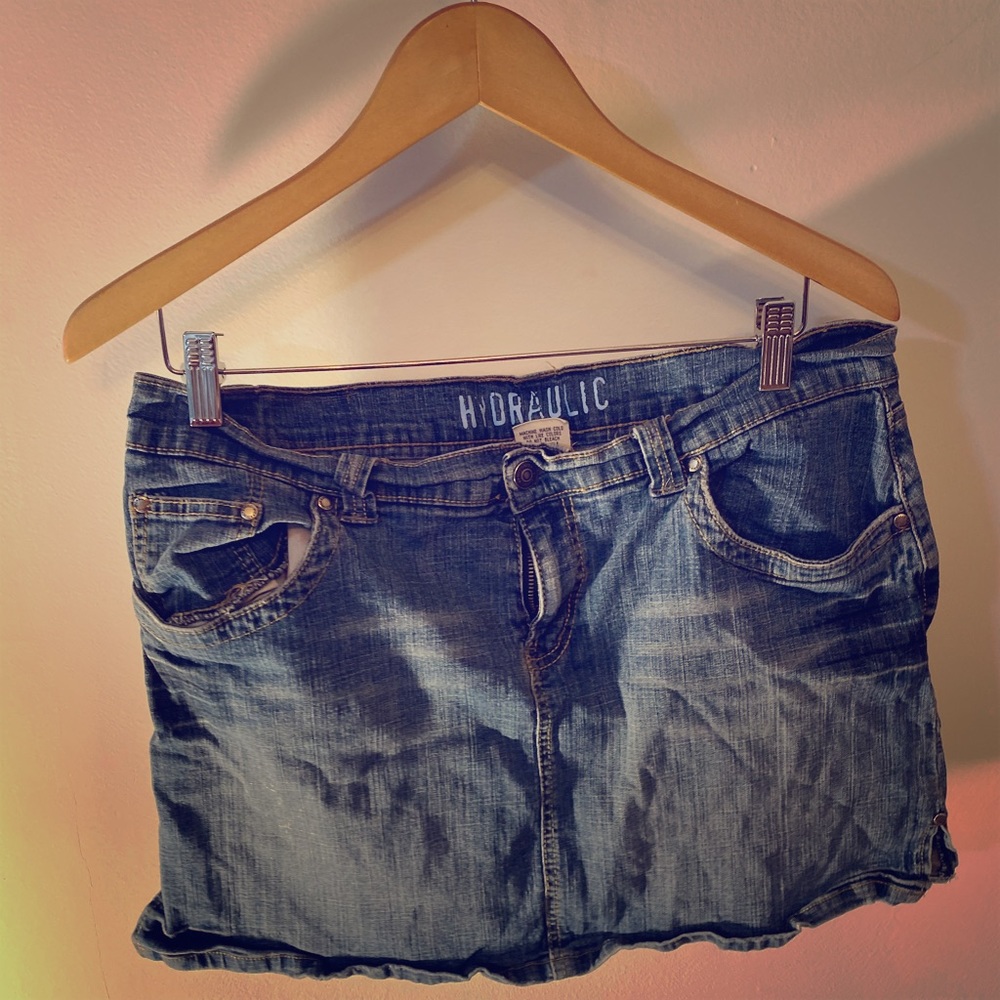 Hydraulic Jean mini skirt